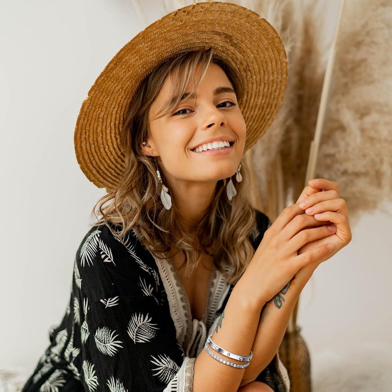 MPRAINBOW Gold Bracelets for Women, 2Pcs 18K Gold Plated Cubic Zirconia Bangle Crystal Friendship Bracelet Jewelry,Wedding Party Christmas Birthday Gifts for Her Girlfriend Sister Daughter - Image 3